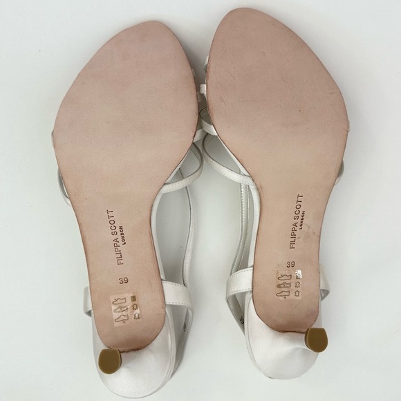 NEW! Filippa Scott Lori Wedding shoe heels 39 8.5 satin ivory crystal - Picture 4 of 10